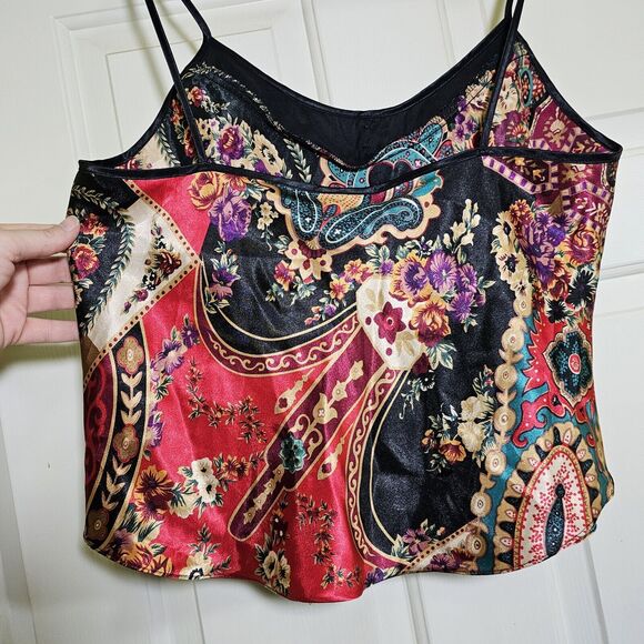 Inner Most Women's Satin Top Colorful Boho Velvet Trim Size Medium - Picture 8 of 9